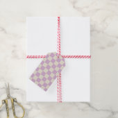 Lavendel en gebroken wit dambord cadeaulabel (Met Touw)