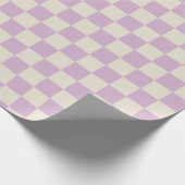 Lavendel en gebroken wit dambord cadeaupapier (Hoek)