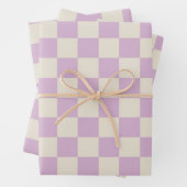 Lavendel en gebroken wit dambord inpakpapier vel (In situ)