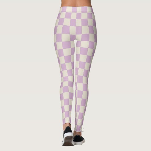 Lavendel en gebroken wit dambord leggings (Achterkant)