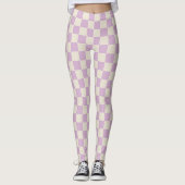 Lavendel en gebroken wit dambord leggings (Voorkant)