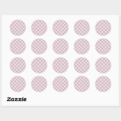 Lavendel en gebroken wit dambord ronde sticker (Vel)