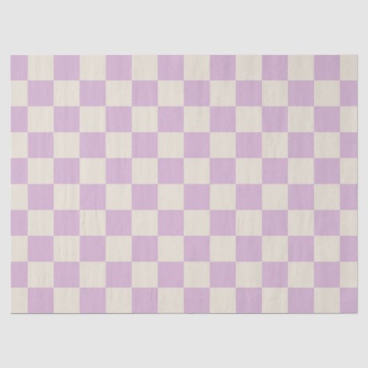 Lavendel en gebroken wit dambord tissuepapier (Voorkant)