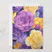 Lavendel en Gele Bloemenlente Bruiloft Kaart (Achterkant)