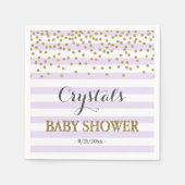 Lavendel en Gold Stripe Confetti Baby Girl Shower Servet (Voorkant)