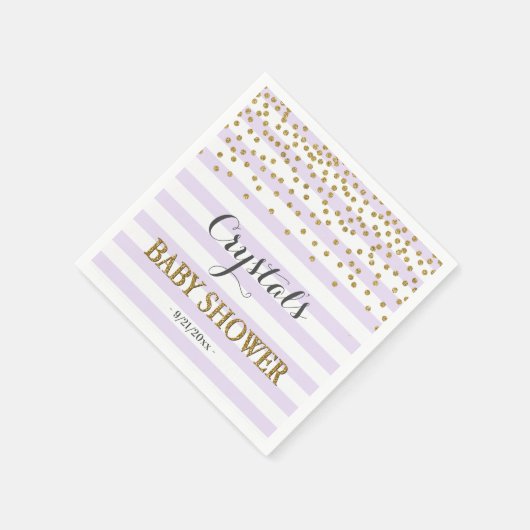 Lavendel en Gold Stripe Confetti Baby Girl Shower Servet (Hoek)