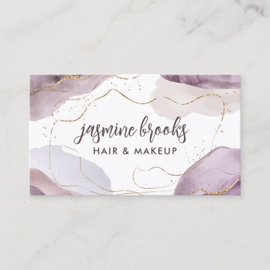 Lavendel en goud Abstracte chic Visitekaartje (Voorkant)