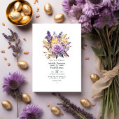 Lavendel en Goud Bloemen Winter Bruiloft Kaart