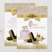 Lavendel en goud Quinceanera verjaardagsfeestje Kaart (Voorkant / Achterkant)