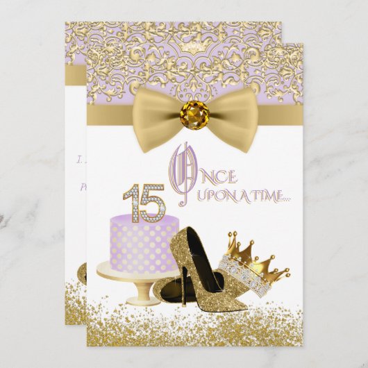 Lavendel en goud Quinceanera verjaardagsfeestje Kaart (Voorkant / Achterkant)