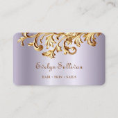 Lavendel en goud rococo visitekaartje (Voorkant)