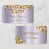 Lavendel en goud rococo visitekaartje (Voorkant / Achterkant)