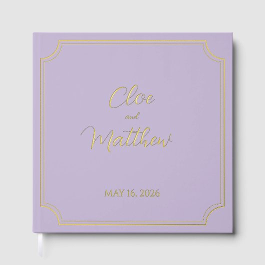 Lavendel en goud Script Classic Wedding Gastenboek (Voorkant)