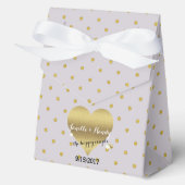 Lavendel En Gouden Hart Stippen Bruiloft Feest Bedankdoosjes (Voorkant)