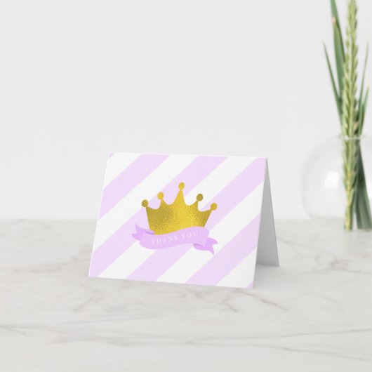 Lavendel en Gouden Prinses Dank Je Wel Bedankkaart (Voorkant)