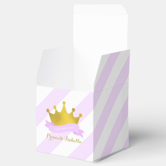 Lavendel en Gouden Prinses Verjaardagsfeest Bedankdoosjes (Geopend)