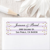 Lavendel en Gouden Terugkeeradresetiket Bruiloft Etiket (Insitu)