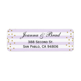 Lavendel en Gouden Terugkeeradresetiket Bruiloft Etiket
