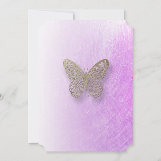 Lavendel en gouden vlinder bruiloft uitnodigingen (Achterkant)