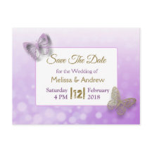 Lavendel en Gouden Vlinder Save the Dates Trouwfee