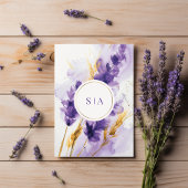 Lavendel en gouden Waterverf bloemenbruiloft Kaart