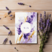 Lavendel en gouden Waterverf bloemenbruiloft