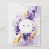 Lavendel en gouden Waterverf bloemenbruiloft Kaart (Voorkant)