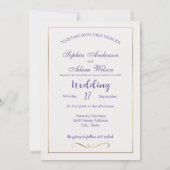 Lavendel en gouden Waterverf bloemenbruiloft Kaart (Achterkant)