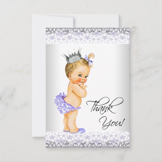 Lavendel en grijs Baby shower Dank u Bedankkaart (Voorkant)