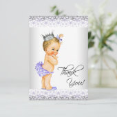 Lavendel en grijs Baby shower Dank u Bedankkaart (Staand voorkant)