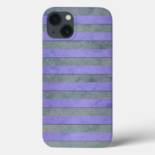 Lavendel en grijs waterverf strepenpatroon iPhone 13 hoesje