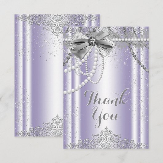 Lavendel en grijze parel bedankt (Voorkant / Achterkant)