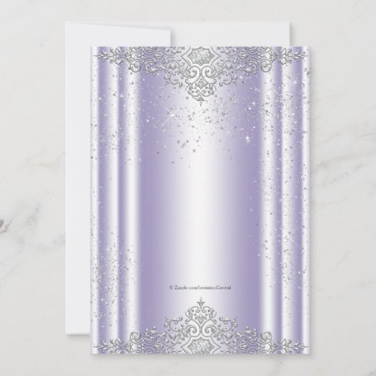 Lavendel- en grijze parel bruidsbad kaart (Achterkant)