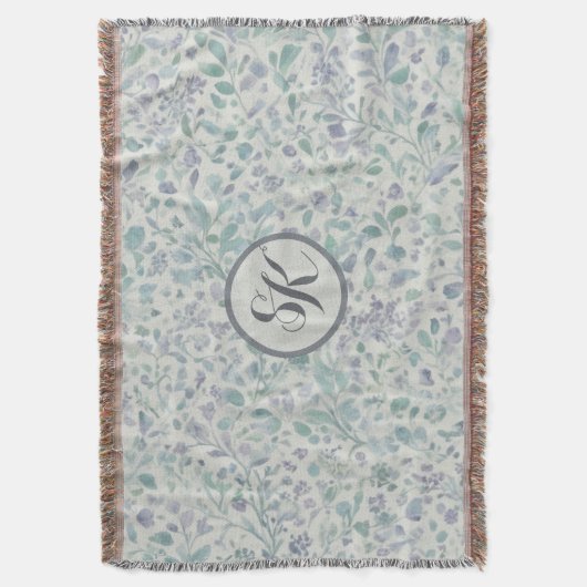 Lavendel en groen blad Mongram Deken (Voorkant Verticaal)
