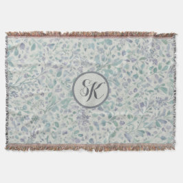 Lavendel en groen blad Mongram Deken