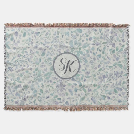 Lavendel en groen blad Mongram Deken (Voorkant)