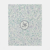Lavendel en groen blad Mongram Fleece Deken (Voorkant)