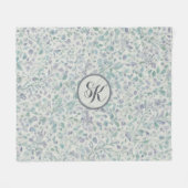 Lavendel en groen blad Mongram Fleece Deken (Voorkant (Horizontaal))