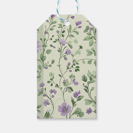 Lavendel en groen botanisch ontwerp cadeaulabel (Voorkant)
