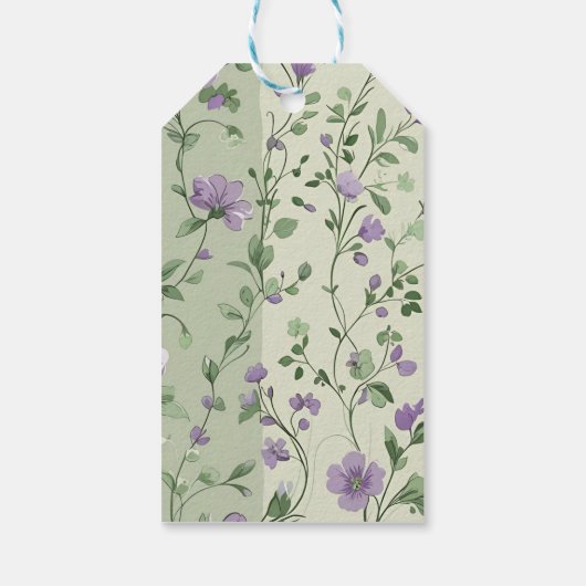 Lavendel en groen botanisch ontwerp cadeaulabel (Achterkant)