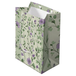 Lavendel en groen botanisch ontwerp medium cadeauzakje