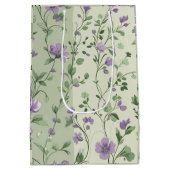 Lavendel en groen botanisch ontwerp medium cadeauzakje (Achterkant)