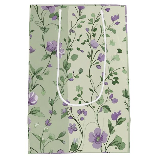 Lavendel en groen botanisch ontwerp medium cadeauzakje (Achterkant)