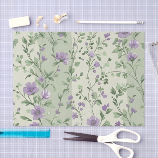 Lavendel en groen botanisch ontwerp tissuepapier (Craft)