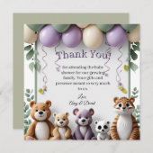 Lavendel en groen dier plat dank u kaart (Voorkant / Achterkant)