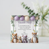 Lavendel en groen dier plat dank u kaart (Staand voorkant)