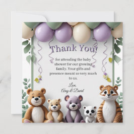 Lavendel en groen dier plat dank u kaart