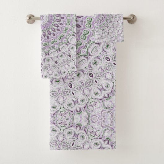 Lavendel en Groen Mandala Patroon Ontwerp Bad Handdoek (Insitu)