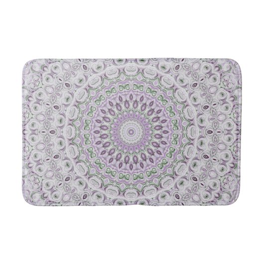 Lavendel en Groen Mandala Patroon Ontwerp Badmat (Voorkant)