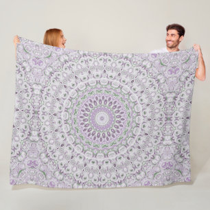Lavendel en Groen Mandala Patroon Ontwerp Fleece Deken